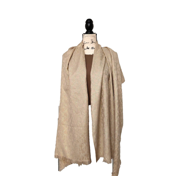 Michael Kors x DKNY Gold Metallic Monogram Logo Scarf Fall Winter NWT - Picture 2 of 5